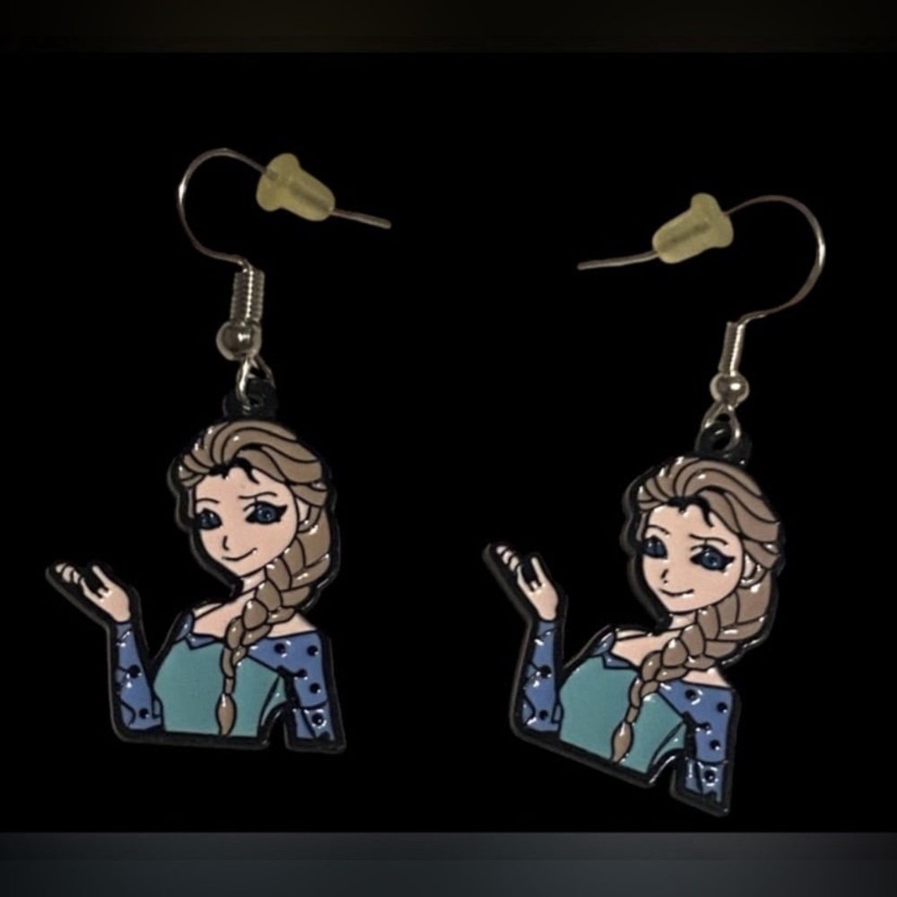 Elsa Frozen Costume Enamel Pierced Earrings #6826